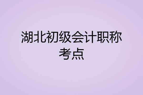 湖北初级会计职称考点