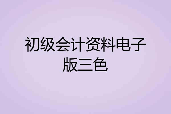 初级会计资料电子版三色
