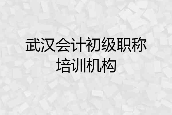 武汉会计初级职称培训机构