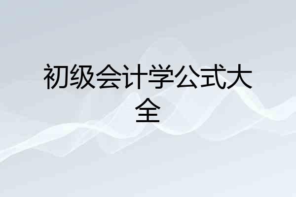 初级会计学公式大全