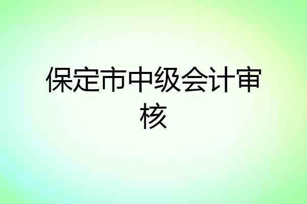 保定市中级会计审核