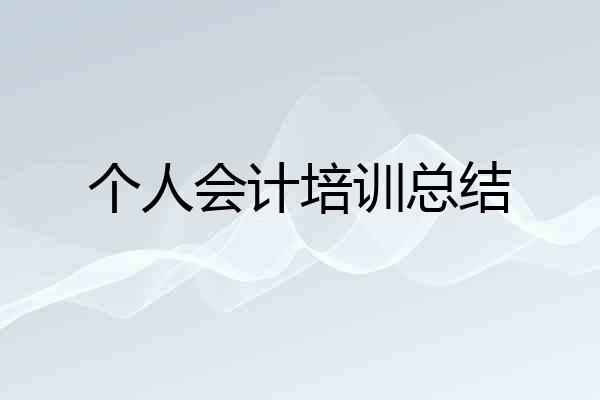 个人会计培训总结