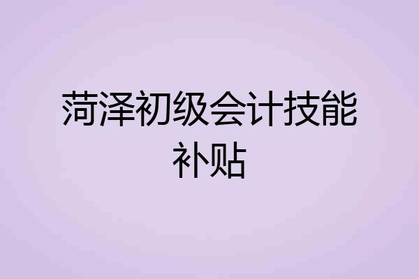 菏泽初级会计技能补贴