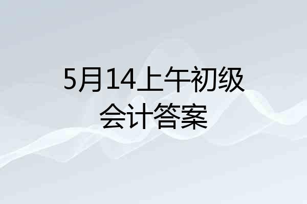 5月14上午初级会计答案