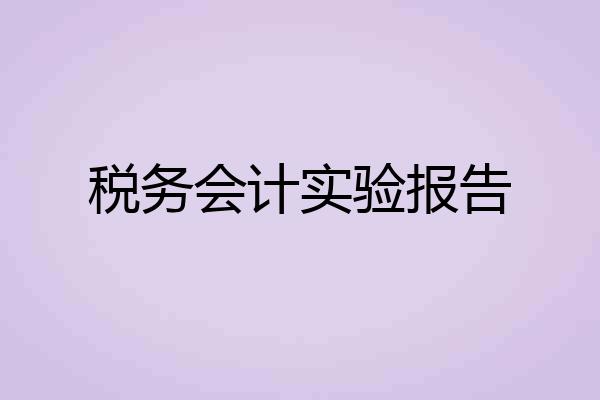 税务会计实验报告