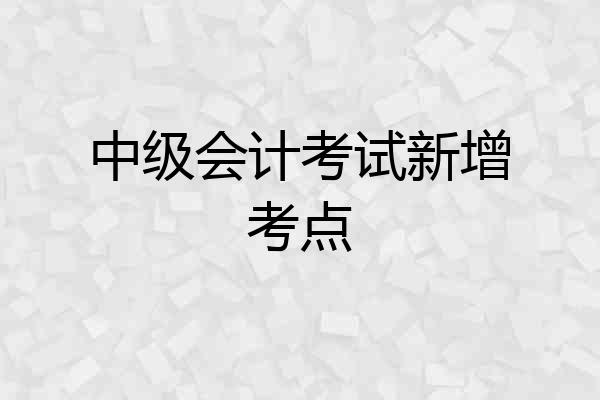 中级会计考试新增考点
