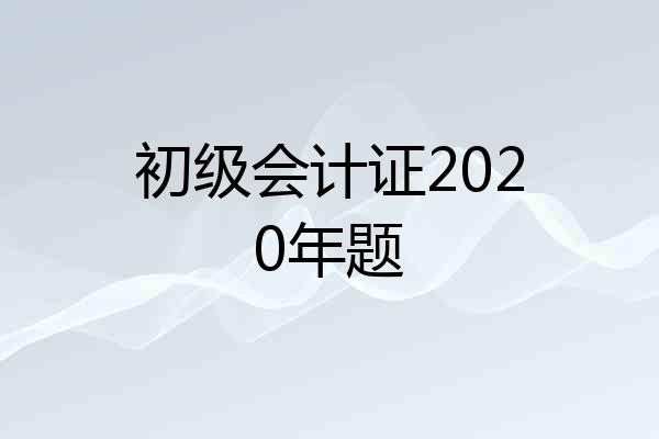 初级会计证2020年题