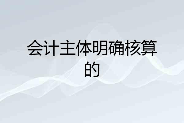 会计主体明确核算的