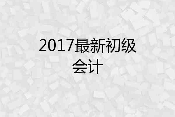 2017最新初级会计