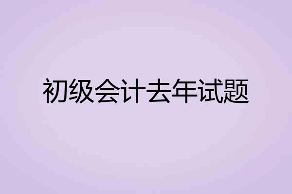 初级会计去年试题