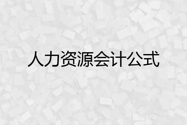 人力资源会计公式