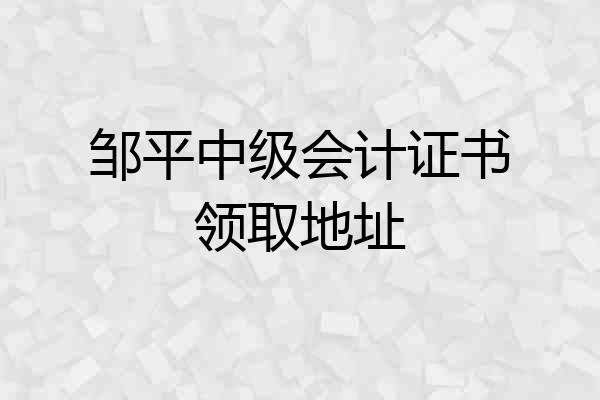 邹平中级会计证书领取地址