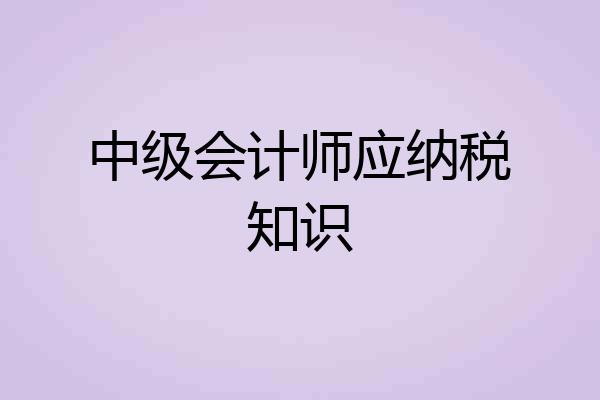 中级会计师应纳税知识