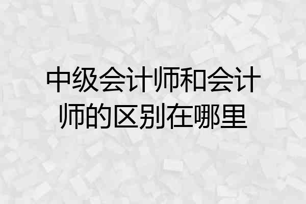 中级会计师和会计师的区别在哪里