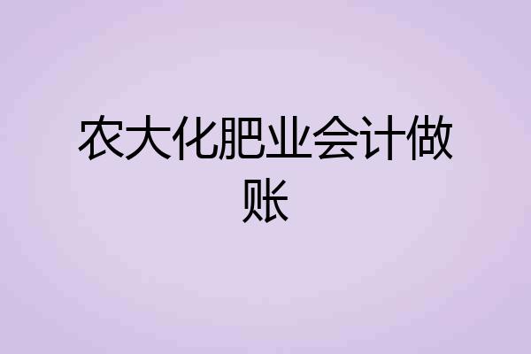 农大化肥业会计做账