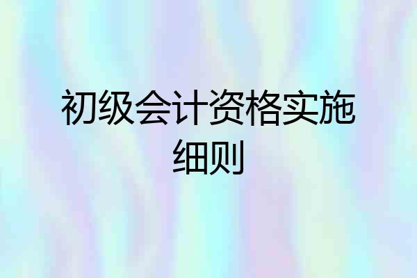 初级会计资格实施细则