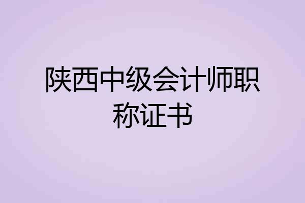 陕西中级会计师职称证书