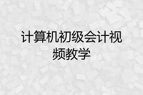 计算机初级会计视频教学