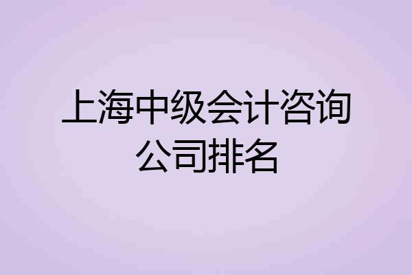 上海中级会计咨询公司排名