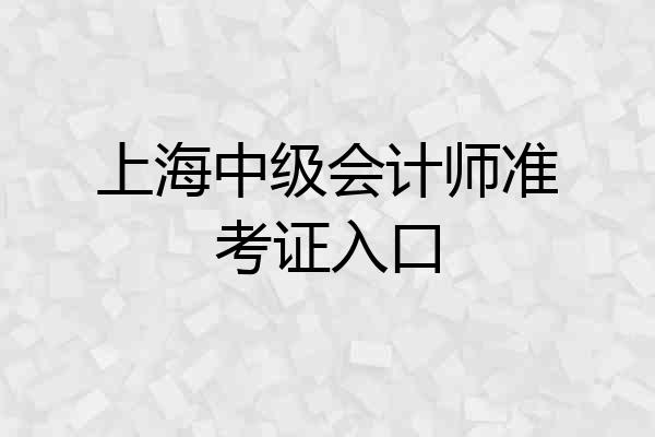 上海中级会计师准考证入口