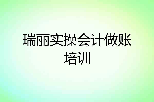 瑞丽实操会计做账培训