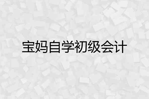 宝妈自学初级会计