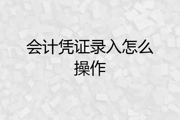 会计凭证录入怎么操作