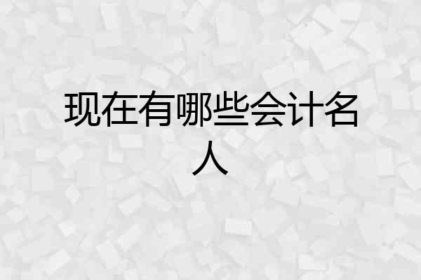 现在有哪些会计名人