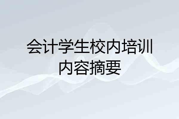 会计学生校内培训内容摘要