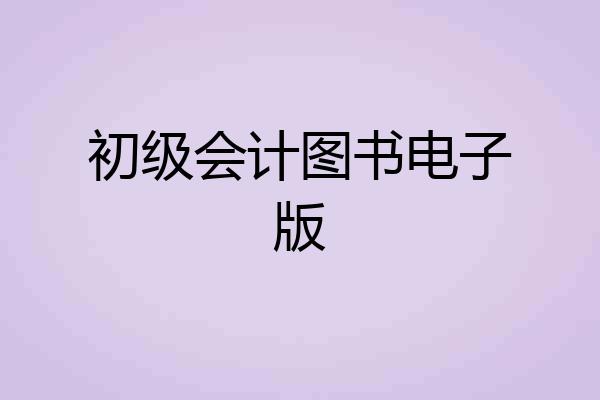 初级会计图书电子版