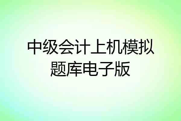 中级会计上机模拟题库电子版