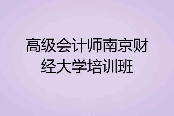 高级会计师南京财经大学培训班
