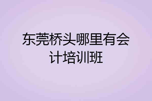 东莞桥头哪里有会计培训班