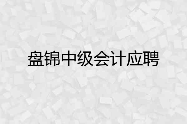 盘锦中级会计应聘
