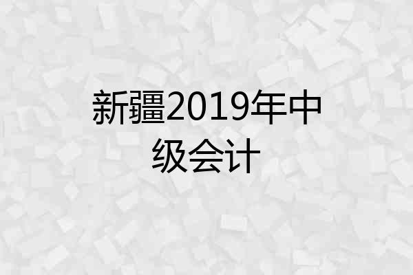 新疆2019年中级会计
