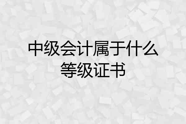 中级会计属于什么等级证书