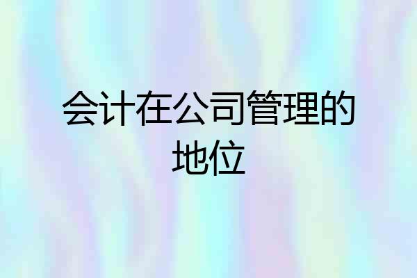会计在公司管理的地位