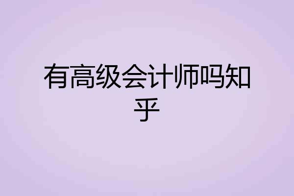 有高级会计师吗知乎