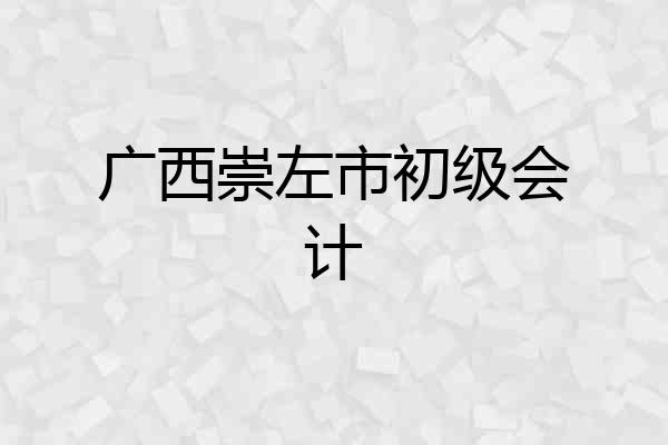 广西崇左市初级会计