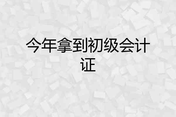 今年拿到初级会计证