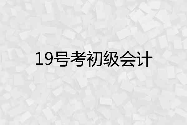 19号考初级会计