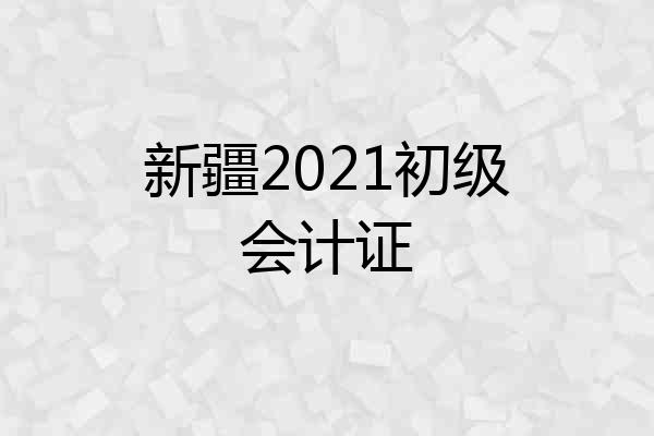 新疆2021初级会计证