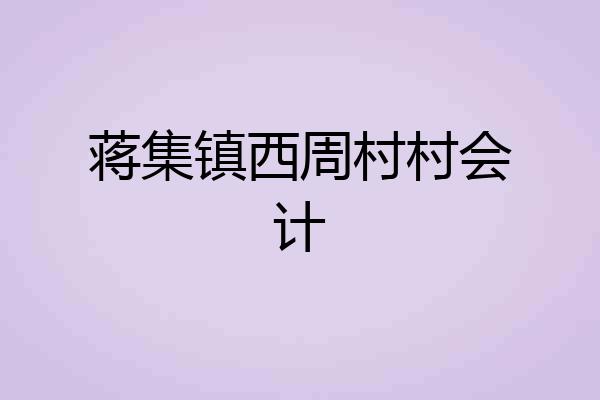 蒋集镇西周村村会计
