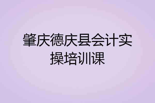 肇庆德庆县会计实操培训课