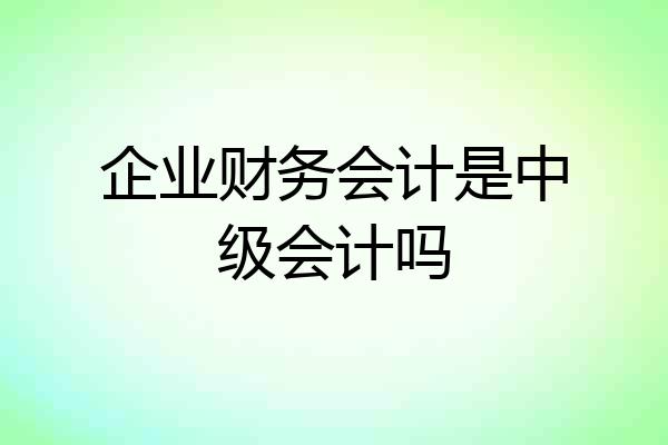 企业财务会计是中级会计吗