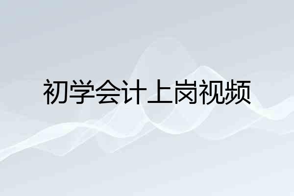初学会计上岗视频