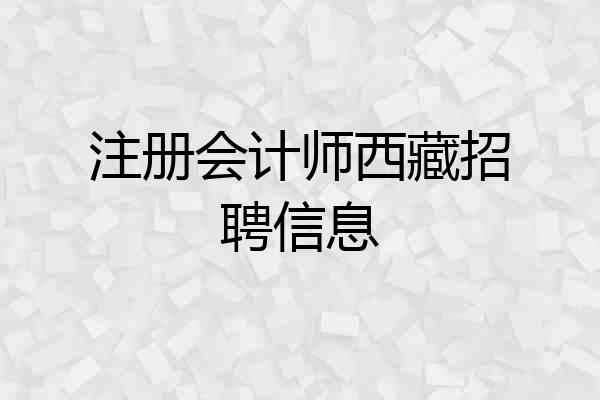 注册会计师西藏招聘信息