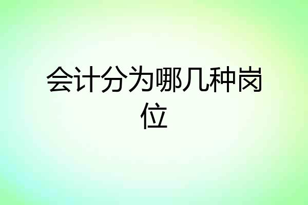 会计分为哪几种岗位