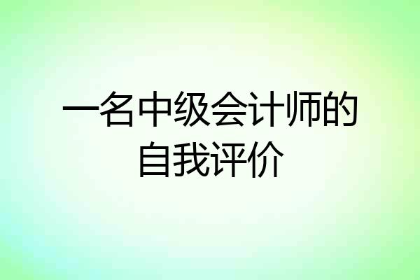 一名中级会计师的自我评价