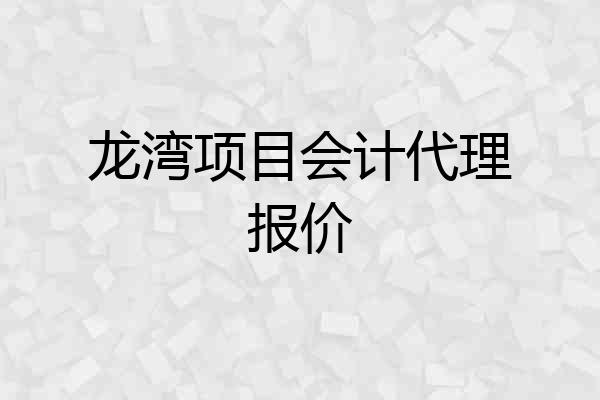 龙湾项目会计代理报价
